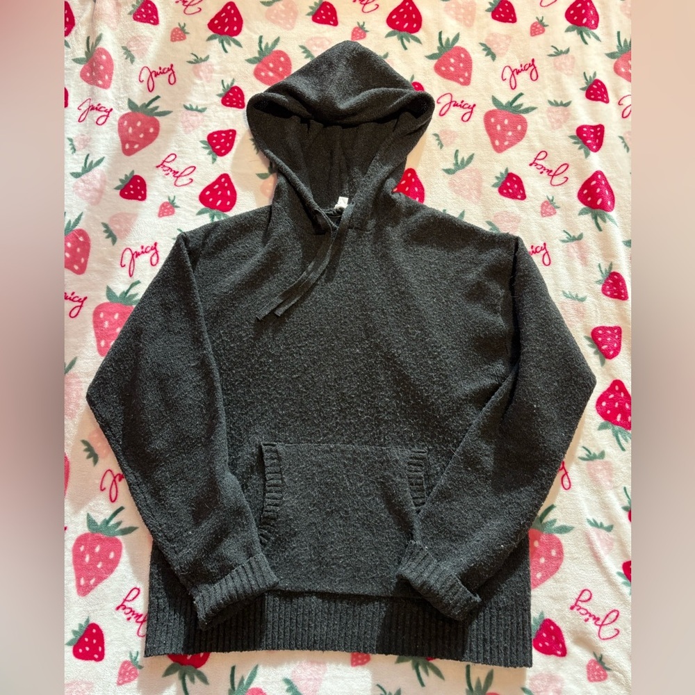 Garage Cozy Knit Hoodie Sweater – Charcoal Grey